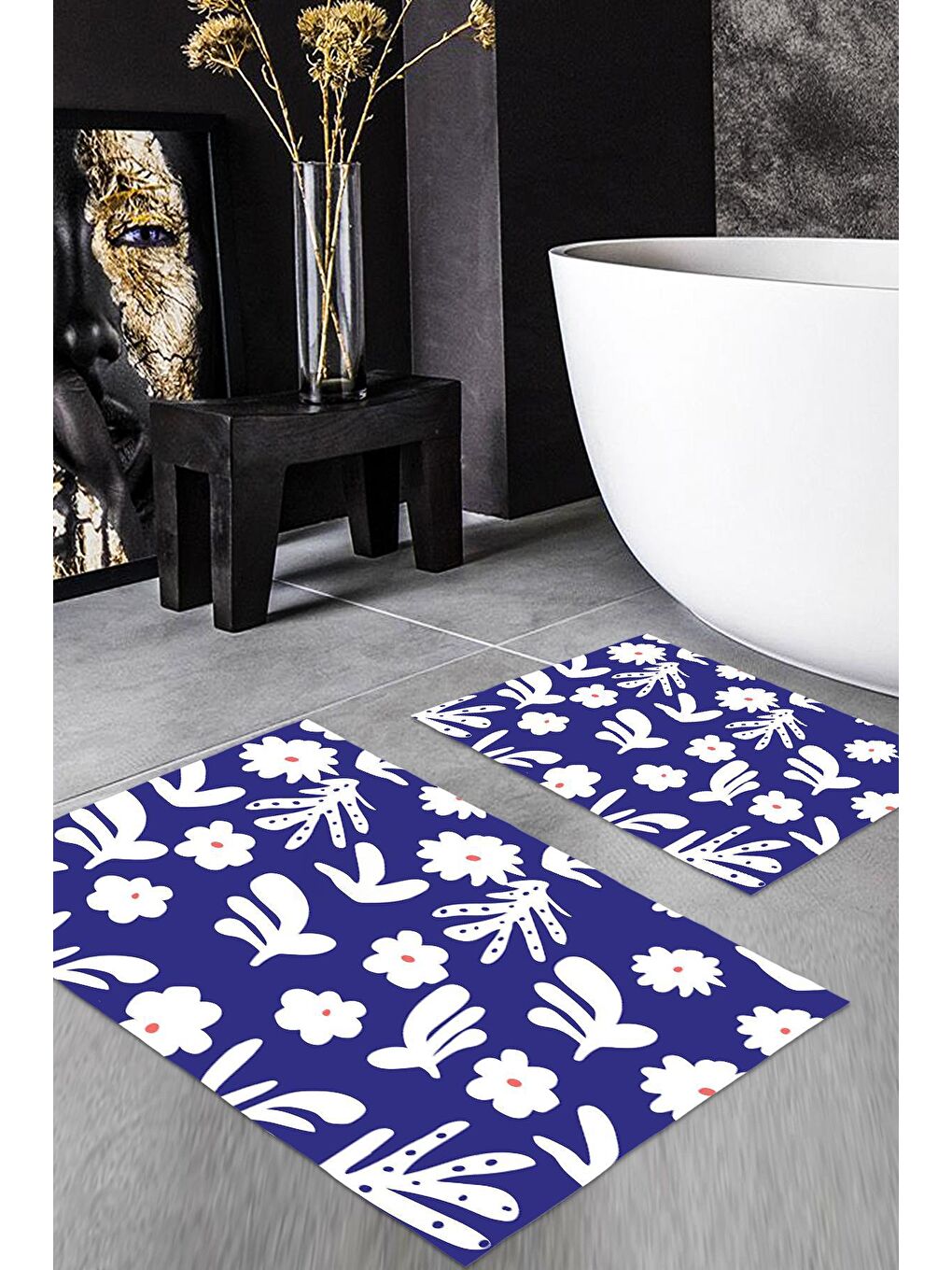 Karışık Desenli Baskılı Banyo Paspası Seti - Yumuşak ve Dayanıklı Ve Makine de Yıkanabilir-1