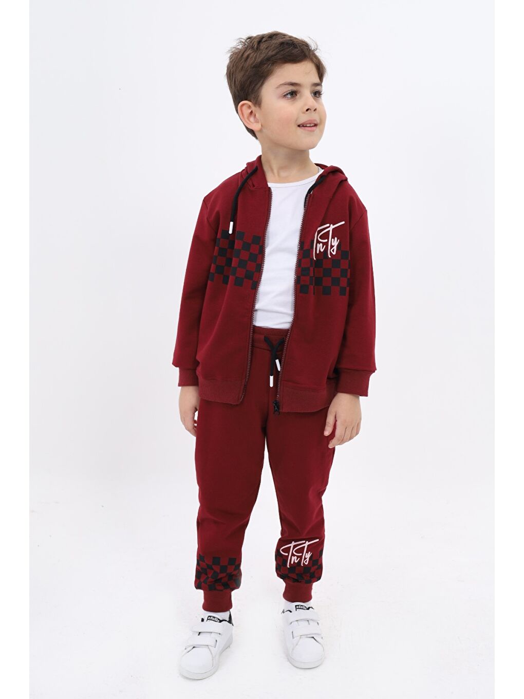 Bordo Erkek Çocuk Baskılı Eşofman Takım