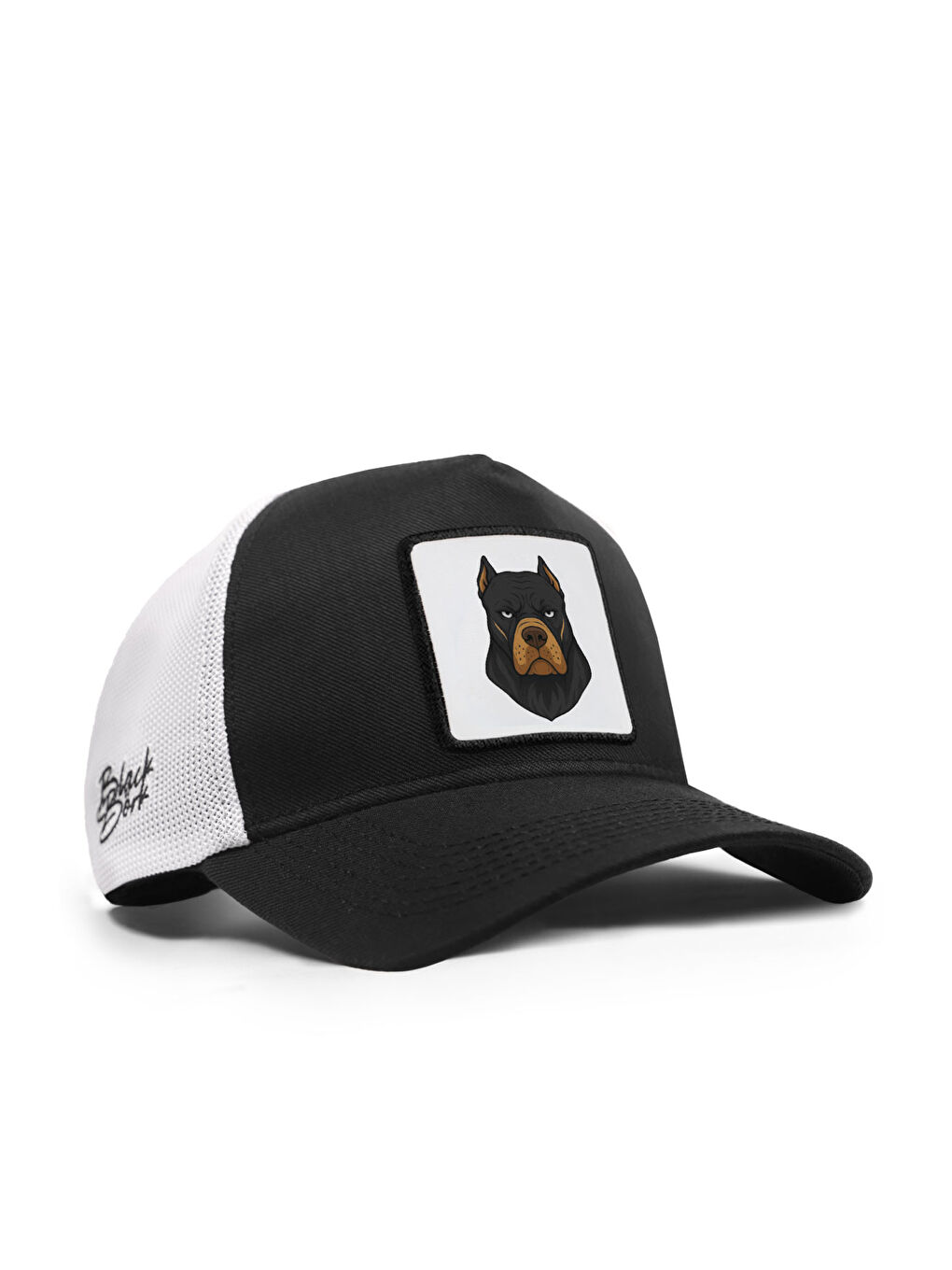 Köpek Logolu Cordura Siyah-Beyaz Trucker Şapka