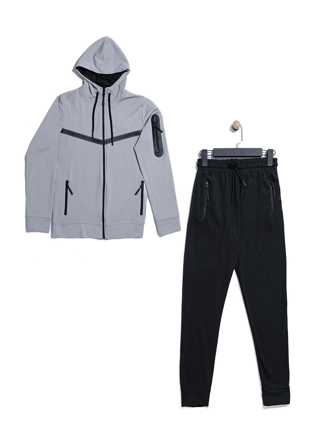 Gri Unısex Dalgıç Kumaş Kapüşonlu Eşofman Takımı ESF 600-8