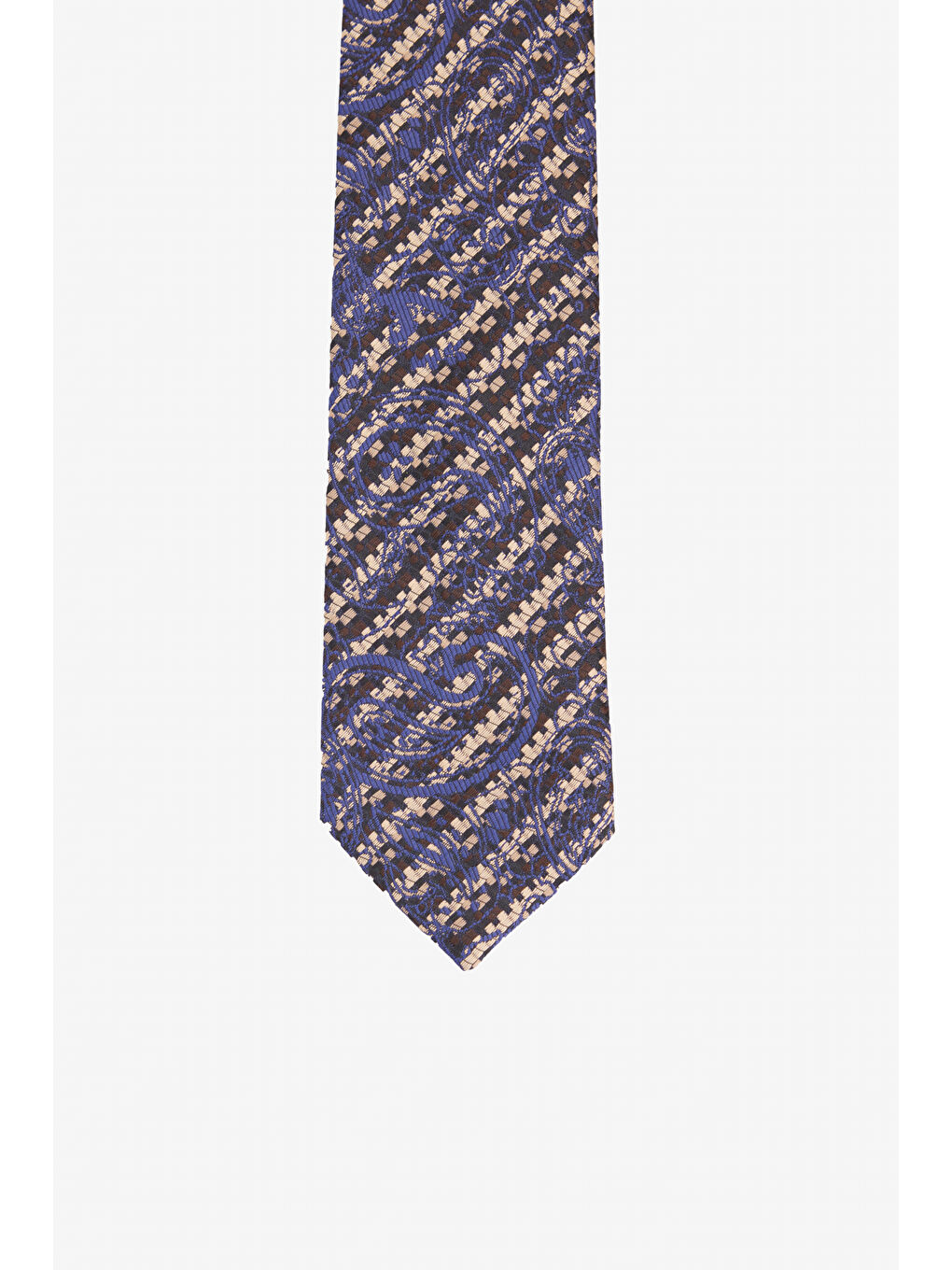 Kahverengi Erkek Sarı-Kahve Desenli Klasik Kravat-1