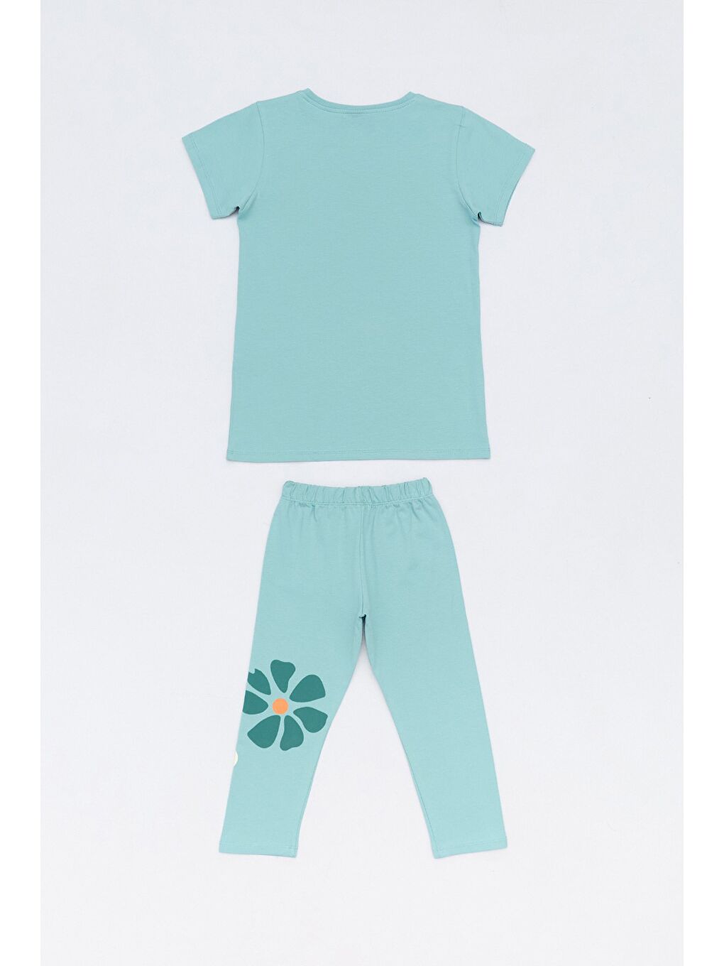 Mavi Çiçek Baskılı Taytlı Kız Çocuk Takım-1