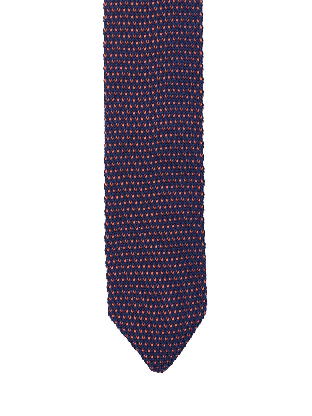Erkek Lacivert-Turuncu Örme Kravat-1