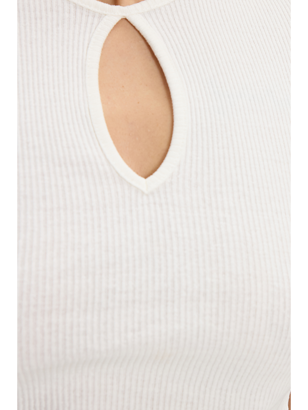 Kadın Slim Fit Dar Kesim %100 Pamuk Bisiklet Yaka Kısa Kol Ekru Crop-3