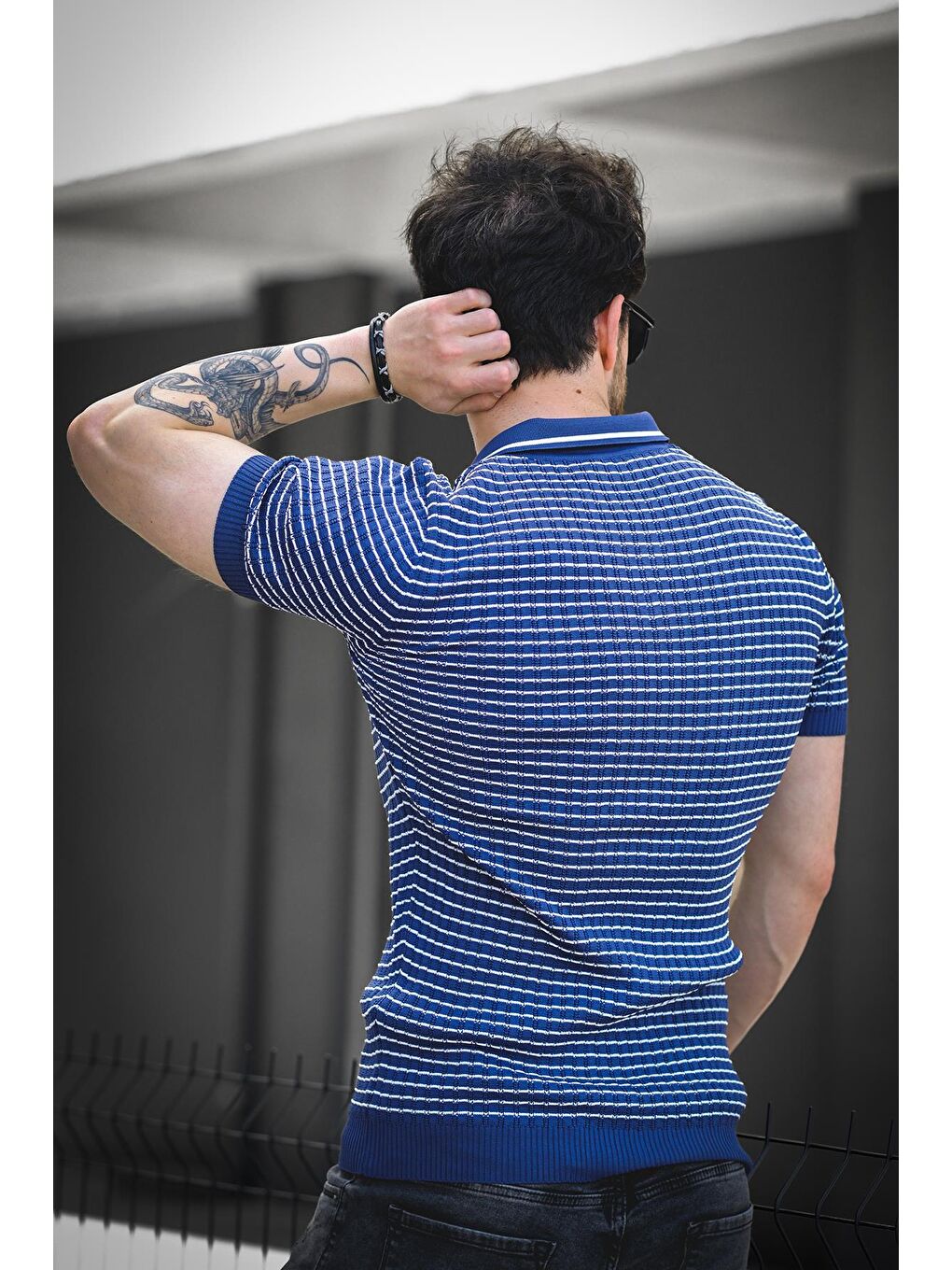 Mavi Mirko Çizgili Elastanlı Slim Fit Polo Yaka Örme Erkek Triko Tshirt-3