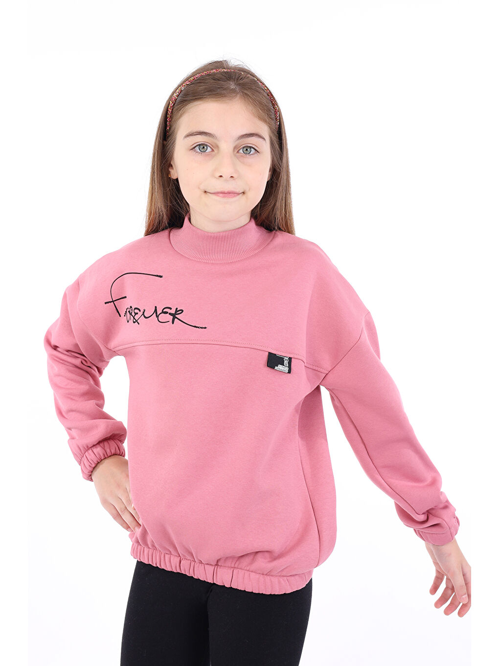 Pembe Kız Çocuk Baskılı Sweatshirt