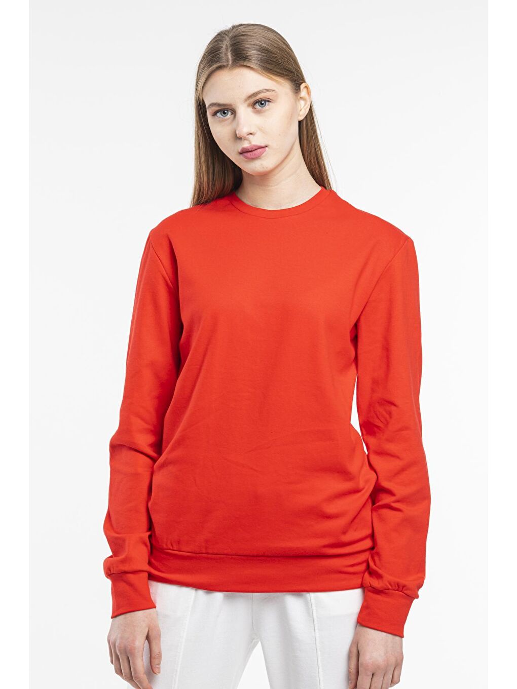 Süperlife Kırmızı Kadın Bisiklet Yaka Regular Fit Sweatshirt spr21k17 - 3