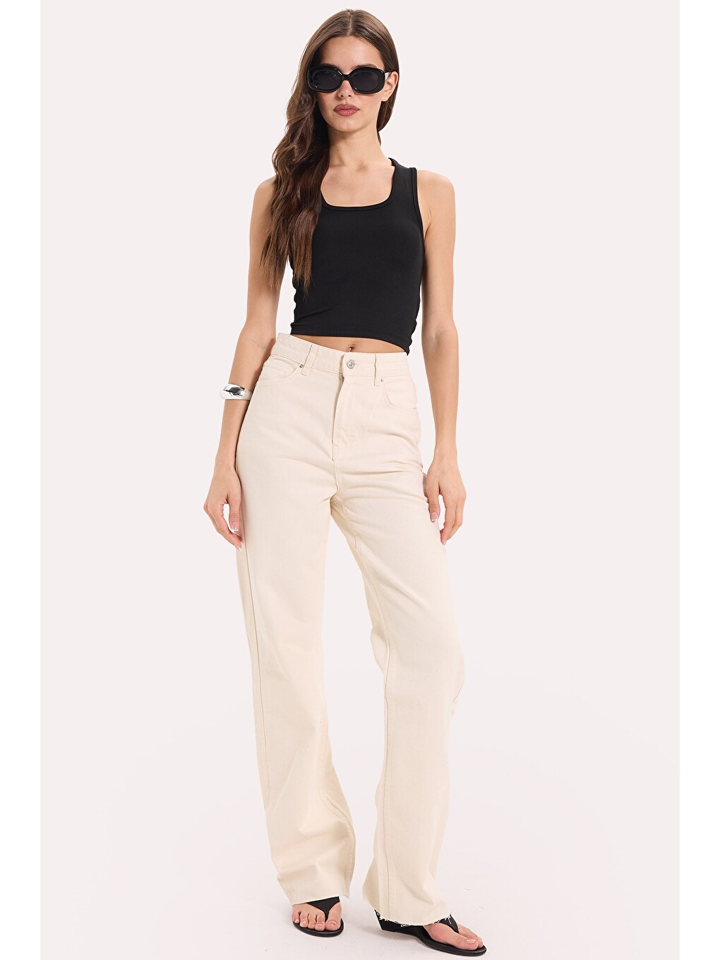 Kadın Slim Fit Dar Kesim Kalın Askılı Kare Yaka Siyah Atlet Bluz-1