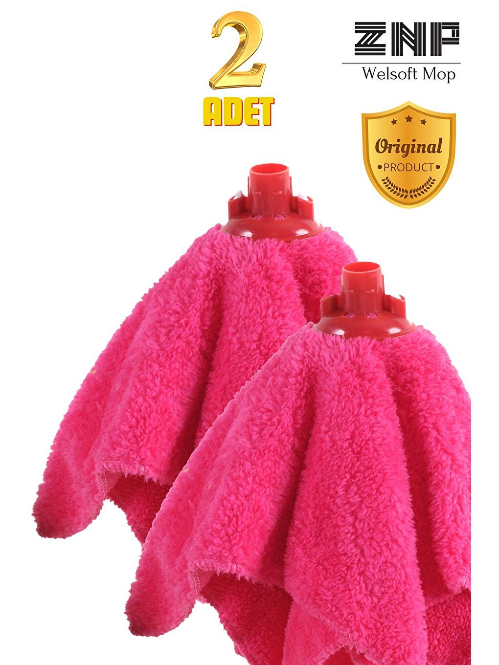 Znp Home Pembe Welsoft Balerin Mop Yedek Başlıklı 2 Adet Pembe Mop, Papas 45x60