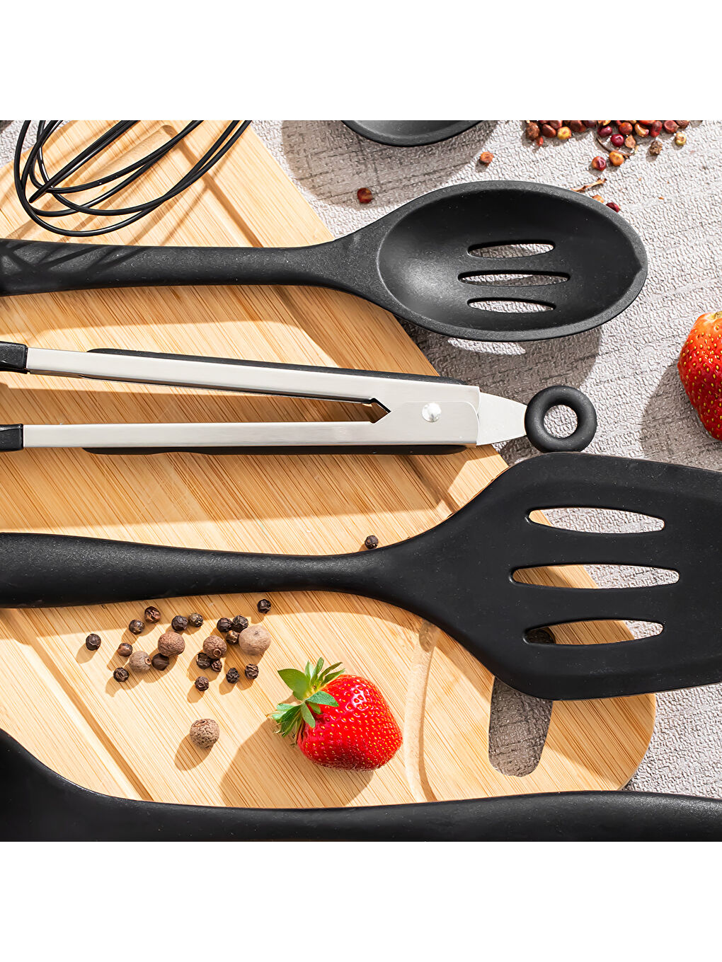 Siyah 15678 Lucy Black 10Prc Silikon Spatula Seti-1