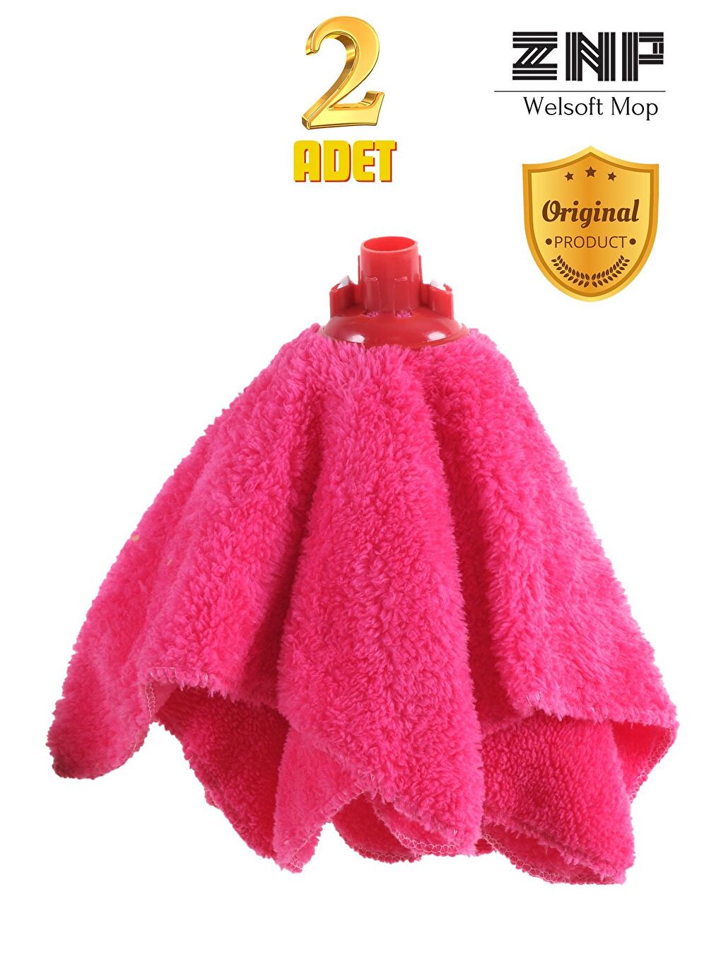 Znp Home Pembe Welsoft Balerin Mop Yedek Başlıklı 2 Adet Pembe Mop, Papas 45x60 - 1