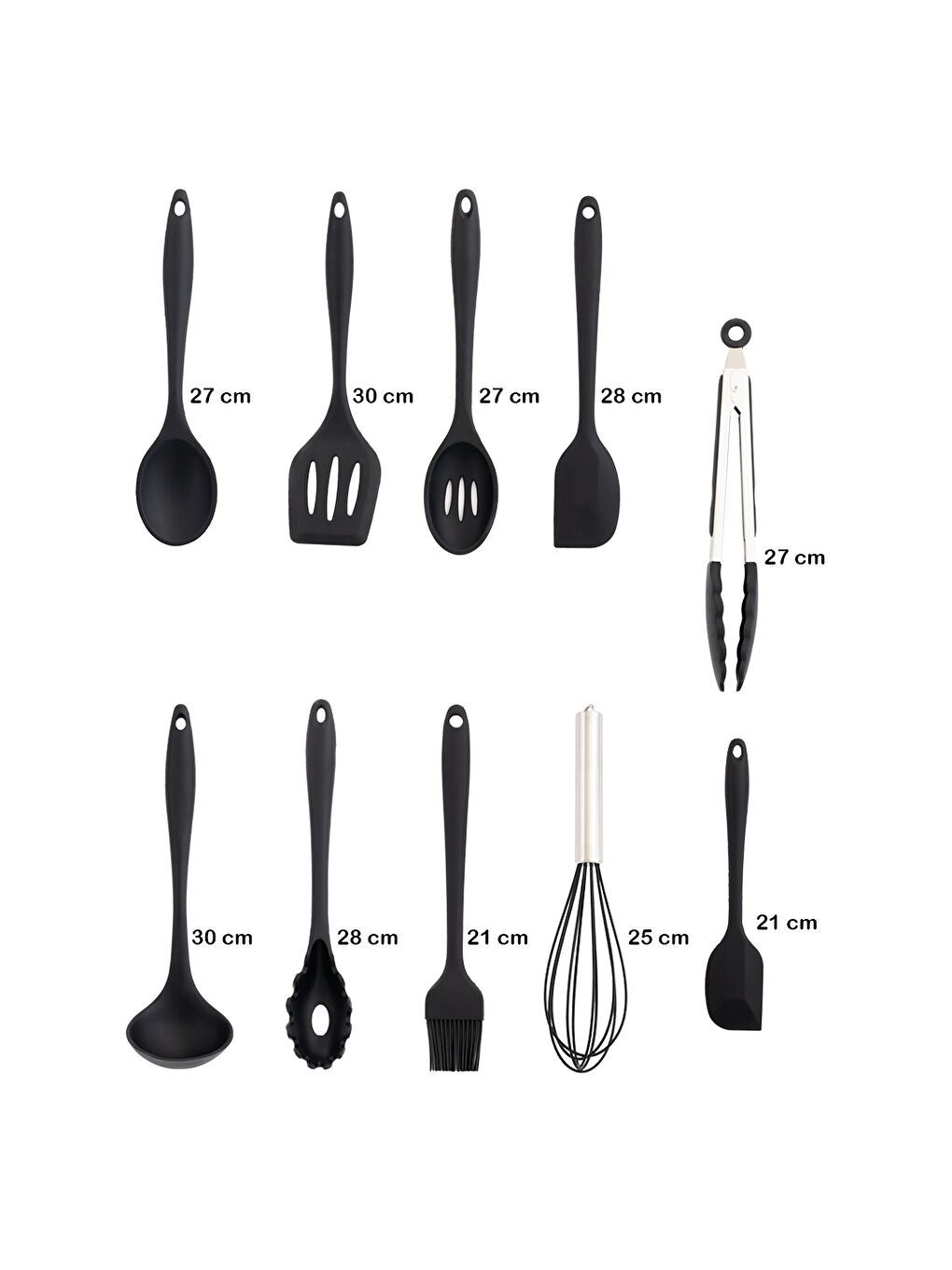 Siyah 15678 Lucy Black 10Prc Silikon Spatula Seti-2