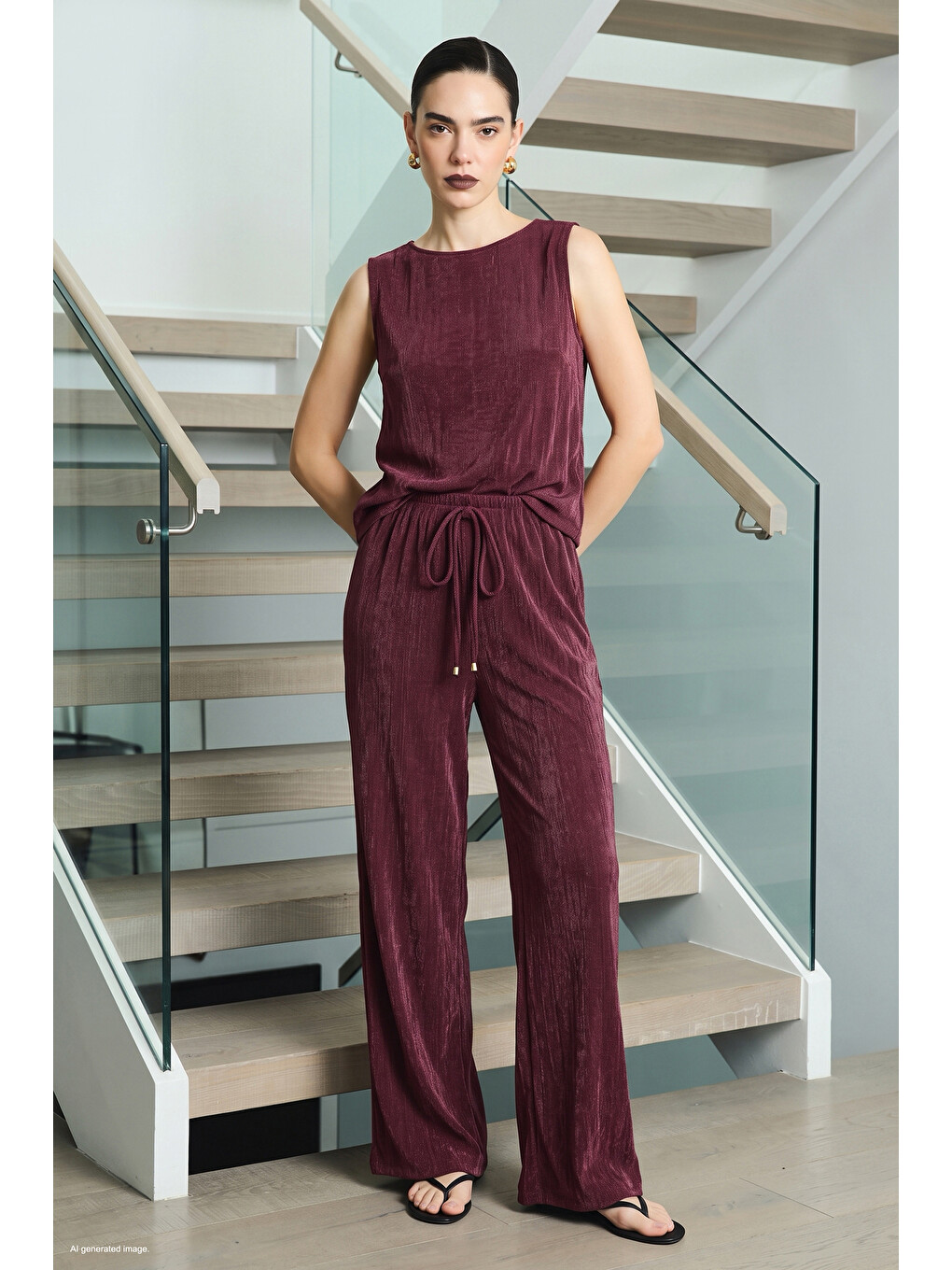 Glow Pantolon - Bordo-1