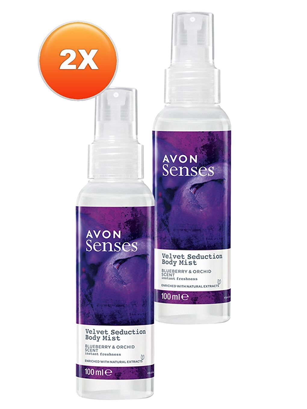 AVON Renksiz Velvet Seduction Yaban Mersini ve Orkide Kokulu Vücut Spreyi 100 Ml. İkili Set - 1