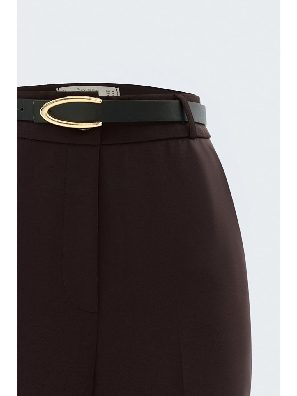 Kahverengi Kemerli Pantolon - Koyu Kahve-4