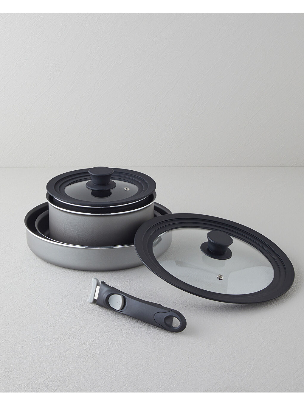ClickEase 7 Parça Tencere Seti 18-20-24-28 cm Gri-1