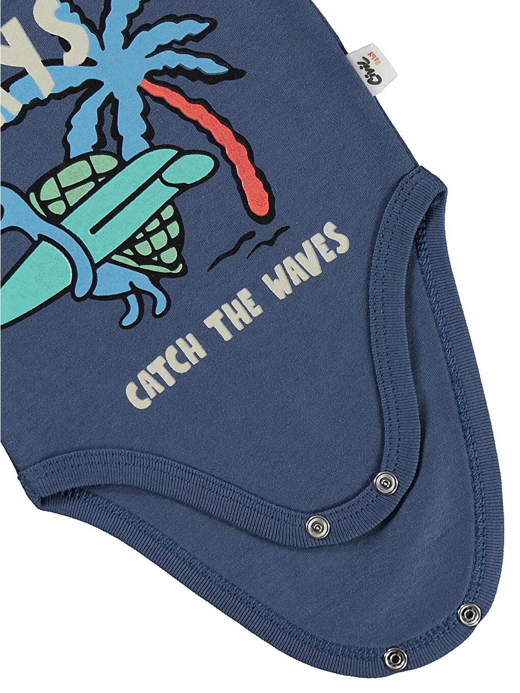 İndigo Baby Summer Days Baskılı 0-3 Yaş Çıtçıtlı Badi - Mavi 12-18 Ay-2