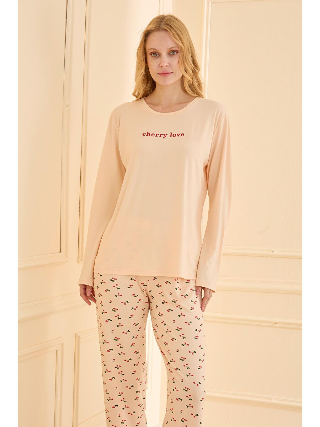 Kadın Milan Genç Bisiklet Yaka Pijama Takımı | Sarı 50902-2385-1