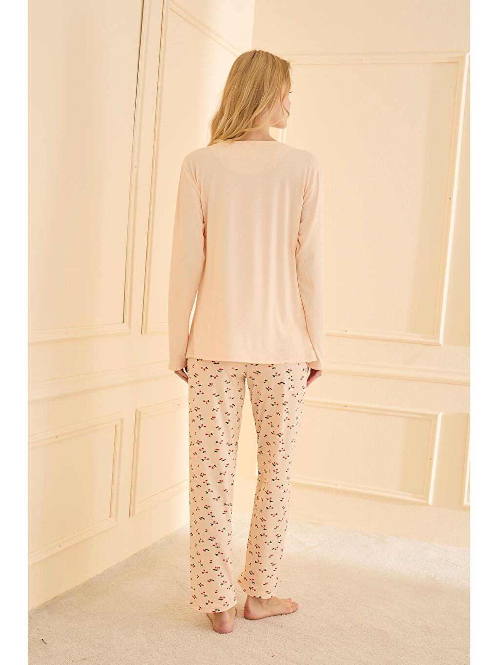 Kadın Milan Genç Bisiklet Yaka Pijama Takımı | Sarı 50902-2385-2