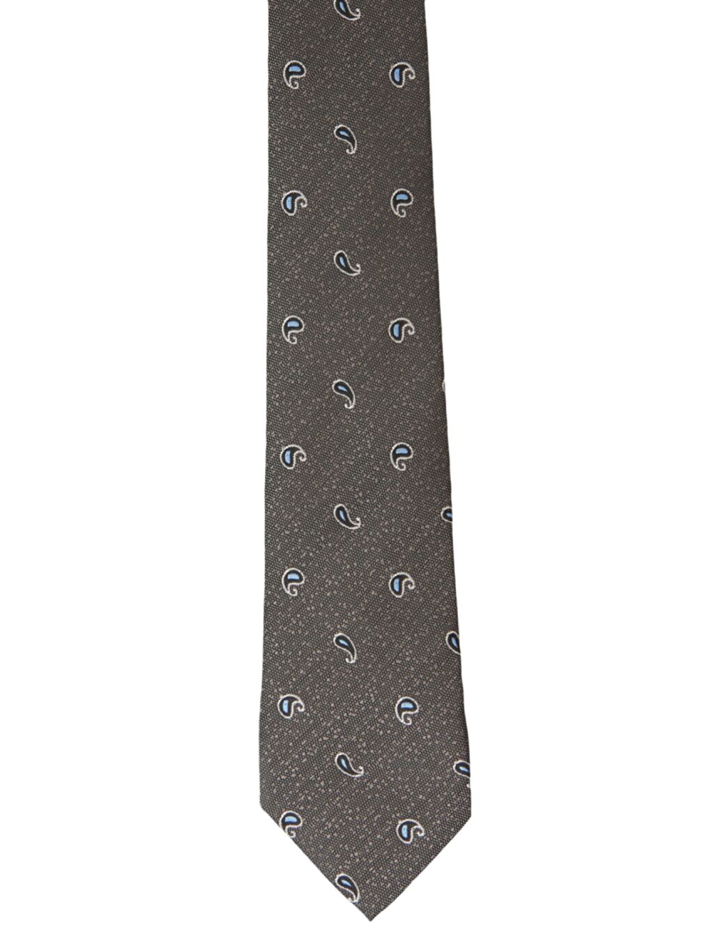 Gri Erkek Füme Desenli Klasik Kravat-1