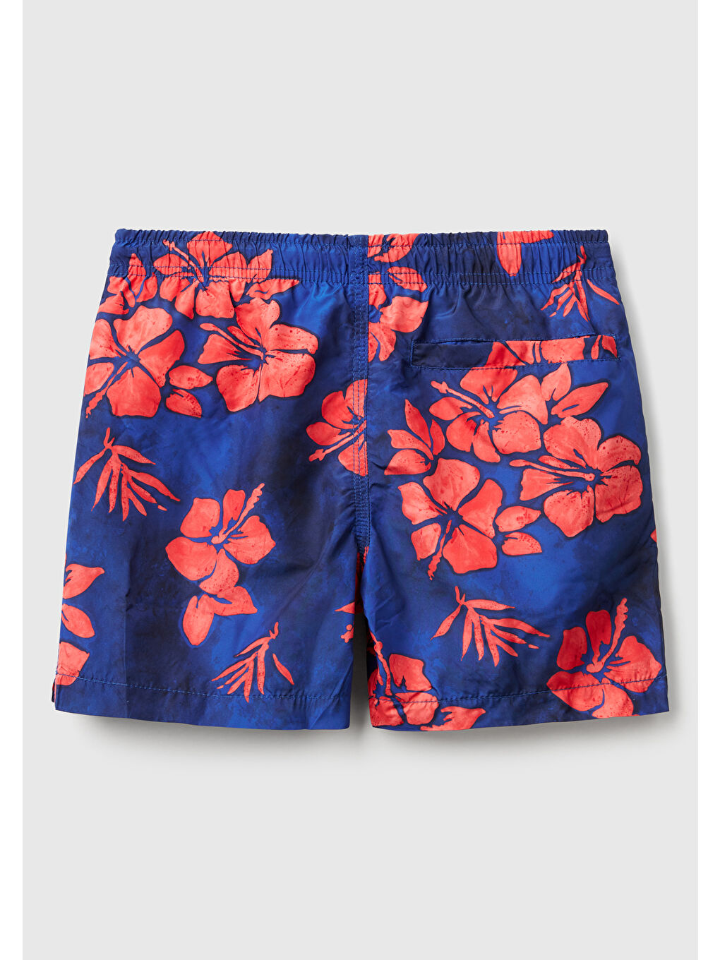 Erkek Çocuk Lacivert Tamamı Desenli Arkası Cep Detaylı Büzgü İpli Deniz Şortu-1