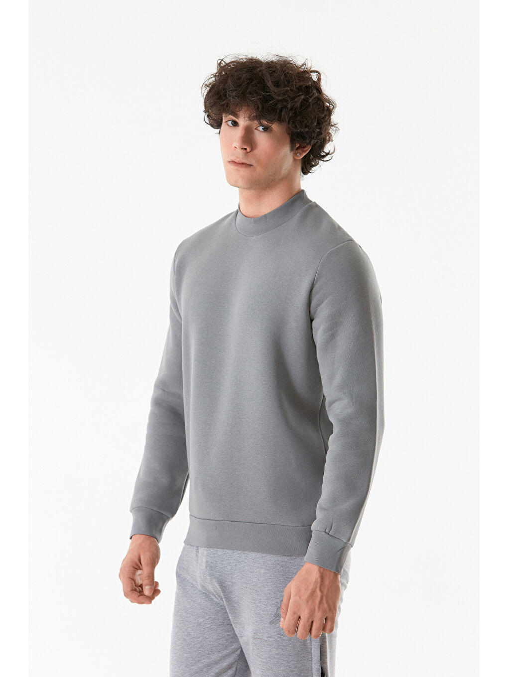 Fullamoda Gri Basic Bisiklet Yaka Sweatshirt - 2