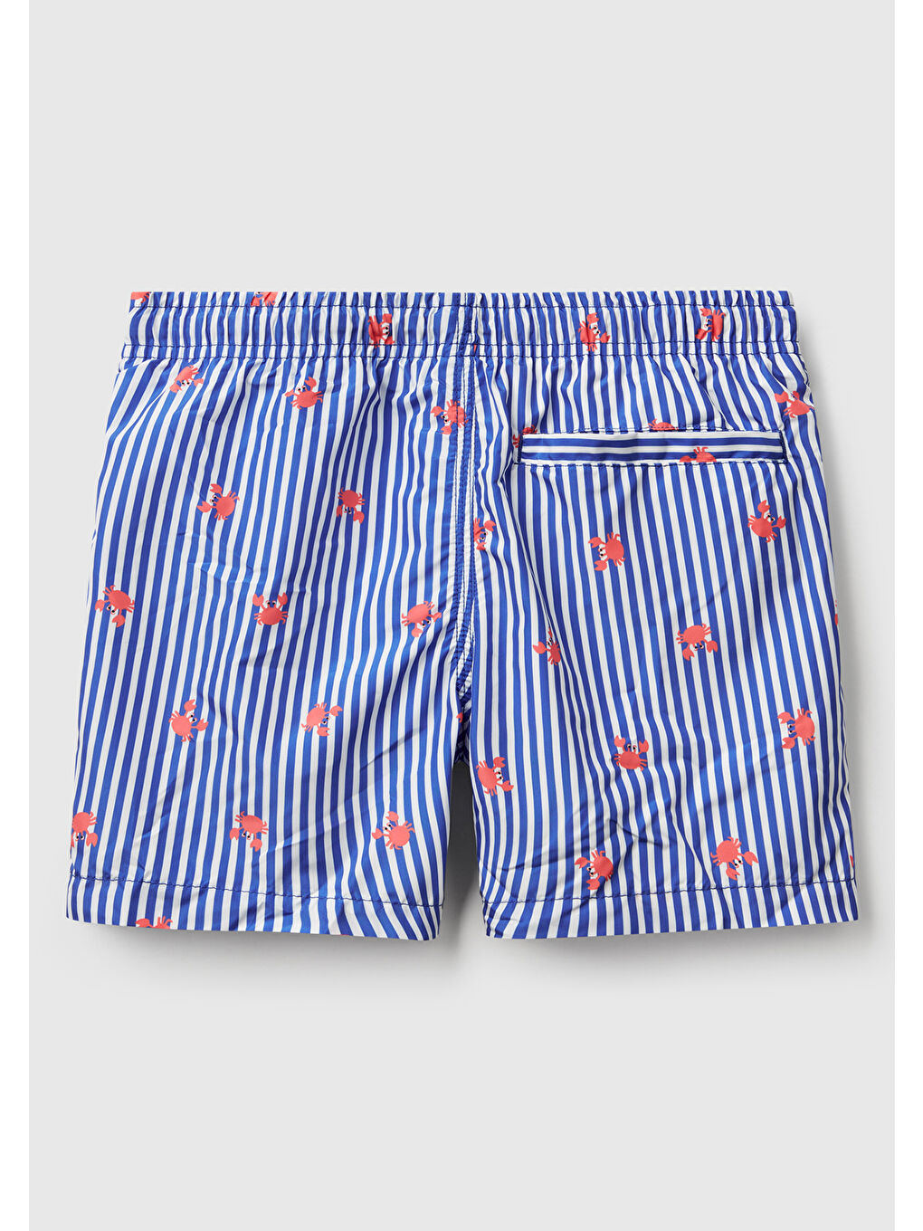 Erkek Çocuk Mavi Mix Tamamı Desenli Arkası Cep Detaylı Büzgü İpli Deniz Şortu-1