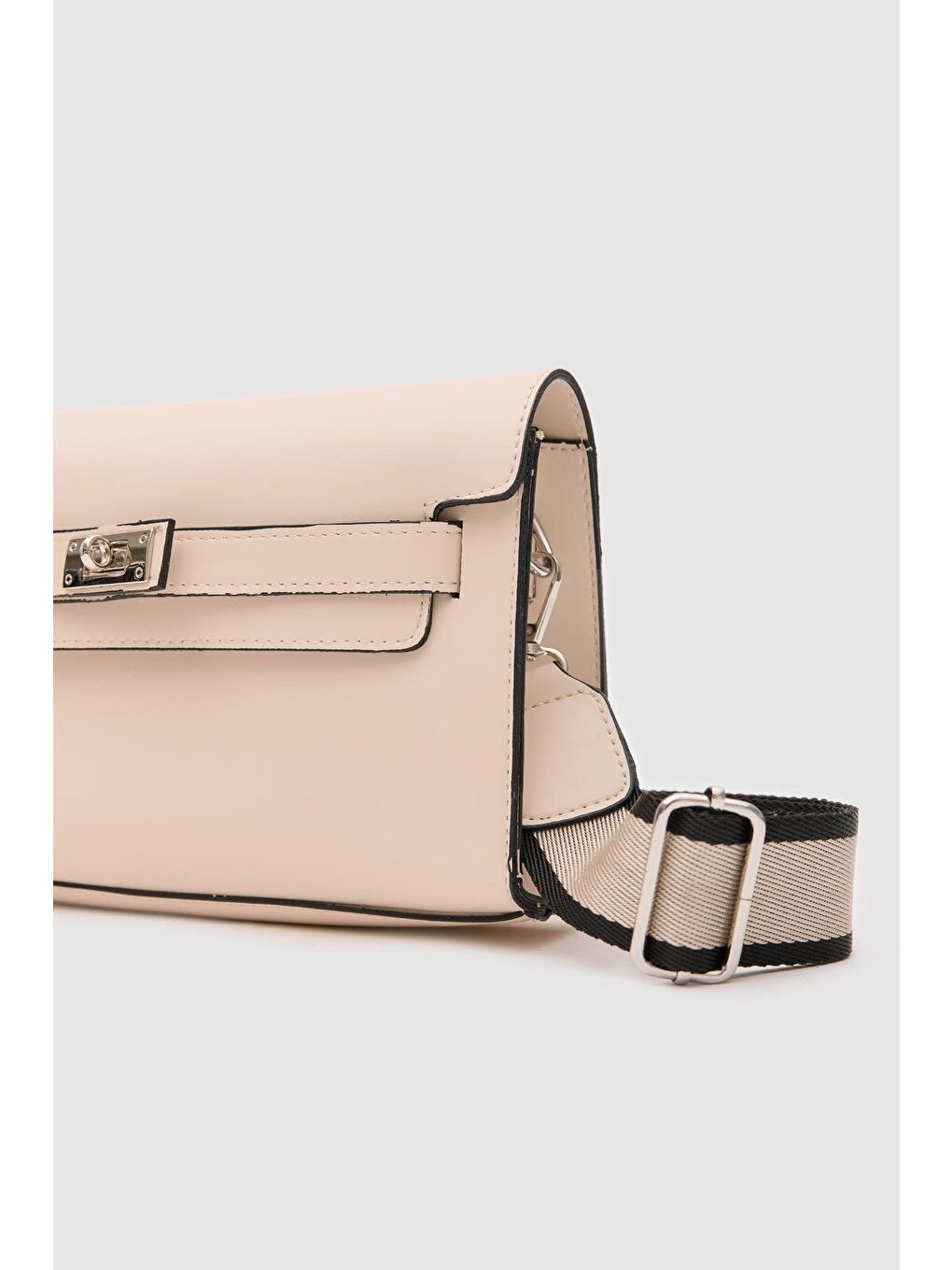 Ekru Kelly Kilitli Clutch Bag Krem-2