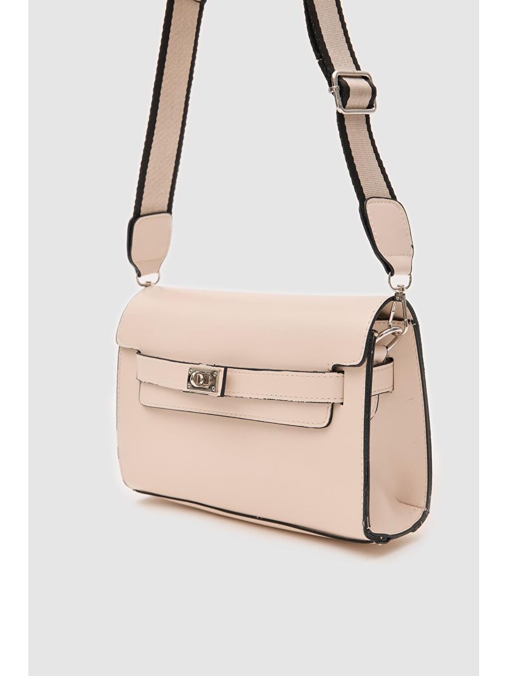 Ekru Kelly Kilitli Clutch Bag Krem-3