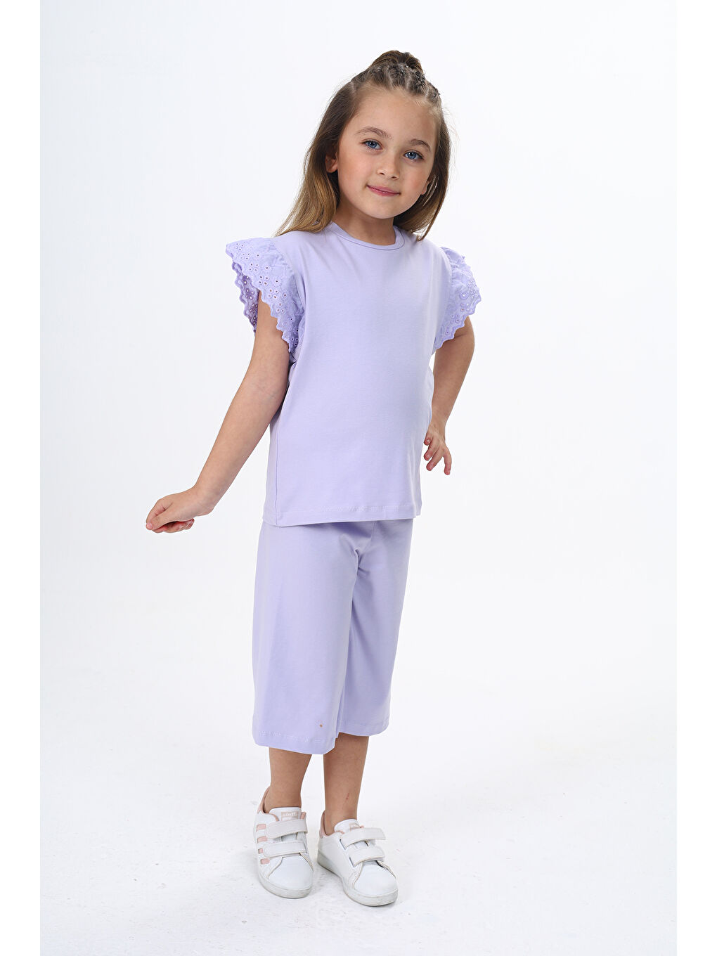 Lila Kız Çocuk Baskılı Kaprili Takım-2