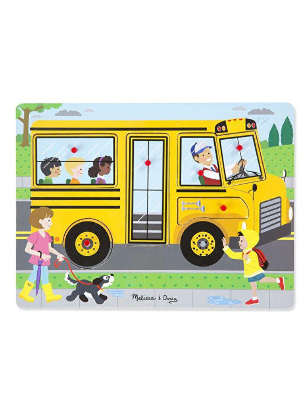 Melissa and Doug Ahşap Sesli Yapboz - The Wheels on the Bus - 1