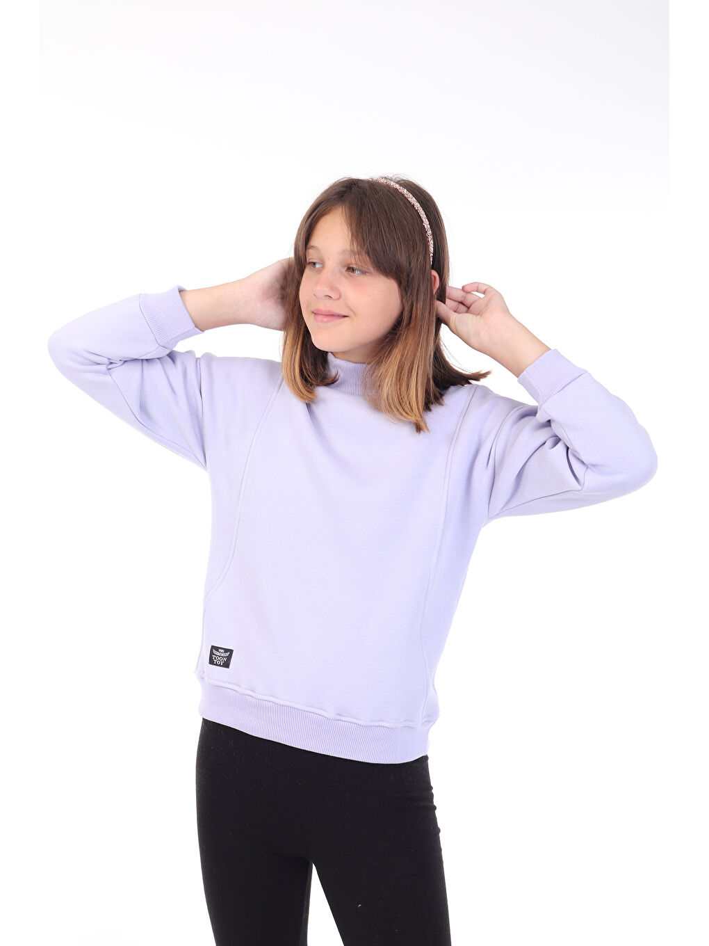 Lila Kız Çocuk Nakışlı Sweatshirt