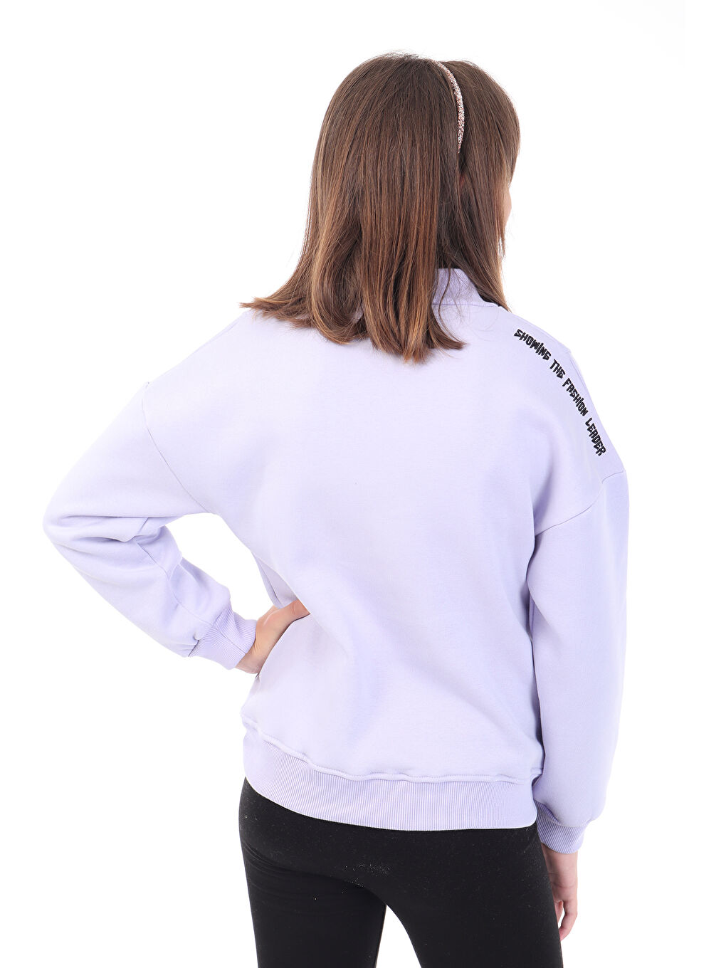 Lila Kız Çocuk Nakışlı Sweatshirt-1