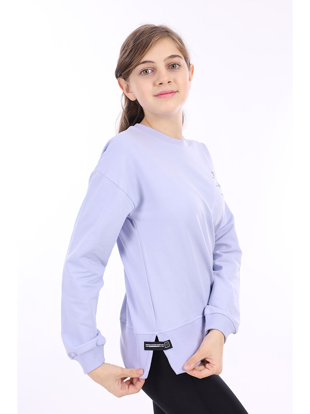 Lila Kız Çocuk Baskılı Sweatshirt