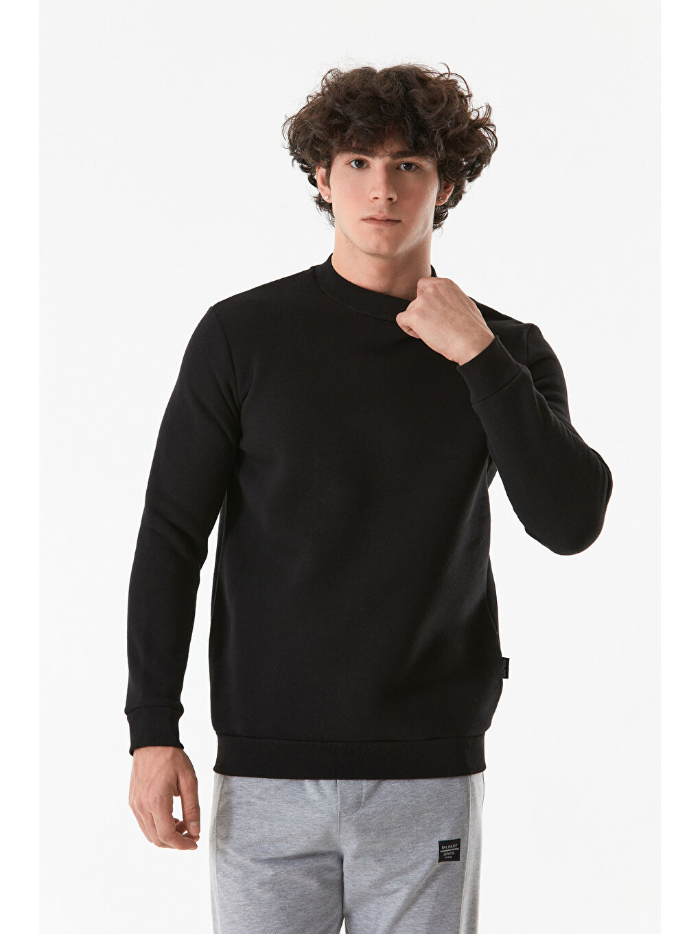 Fullamoda Siyah Basic Bisiklet Yaka Sweatshirt - 1