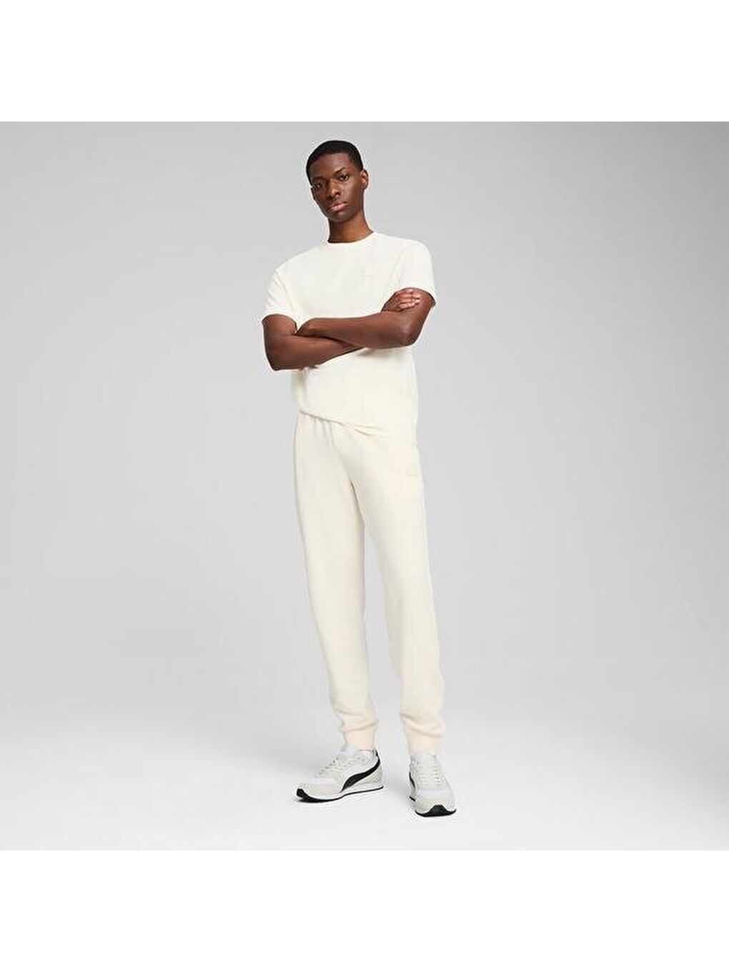 Essentials Elevated Erkek Bej Yuvarlak Yaka Tişört-2