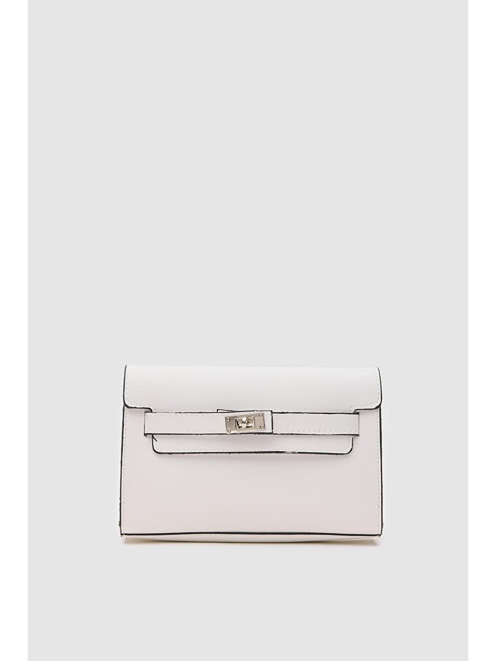 Kelly Kilitli Clutch Bag Beyaz