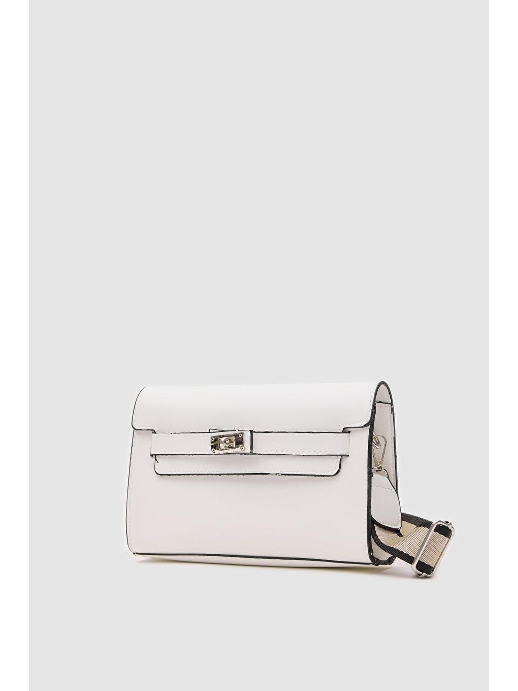 Kelly Kilitli Clutch Bag Beyaz-1
