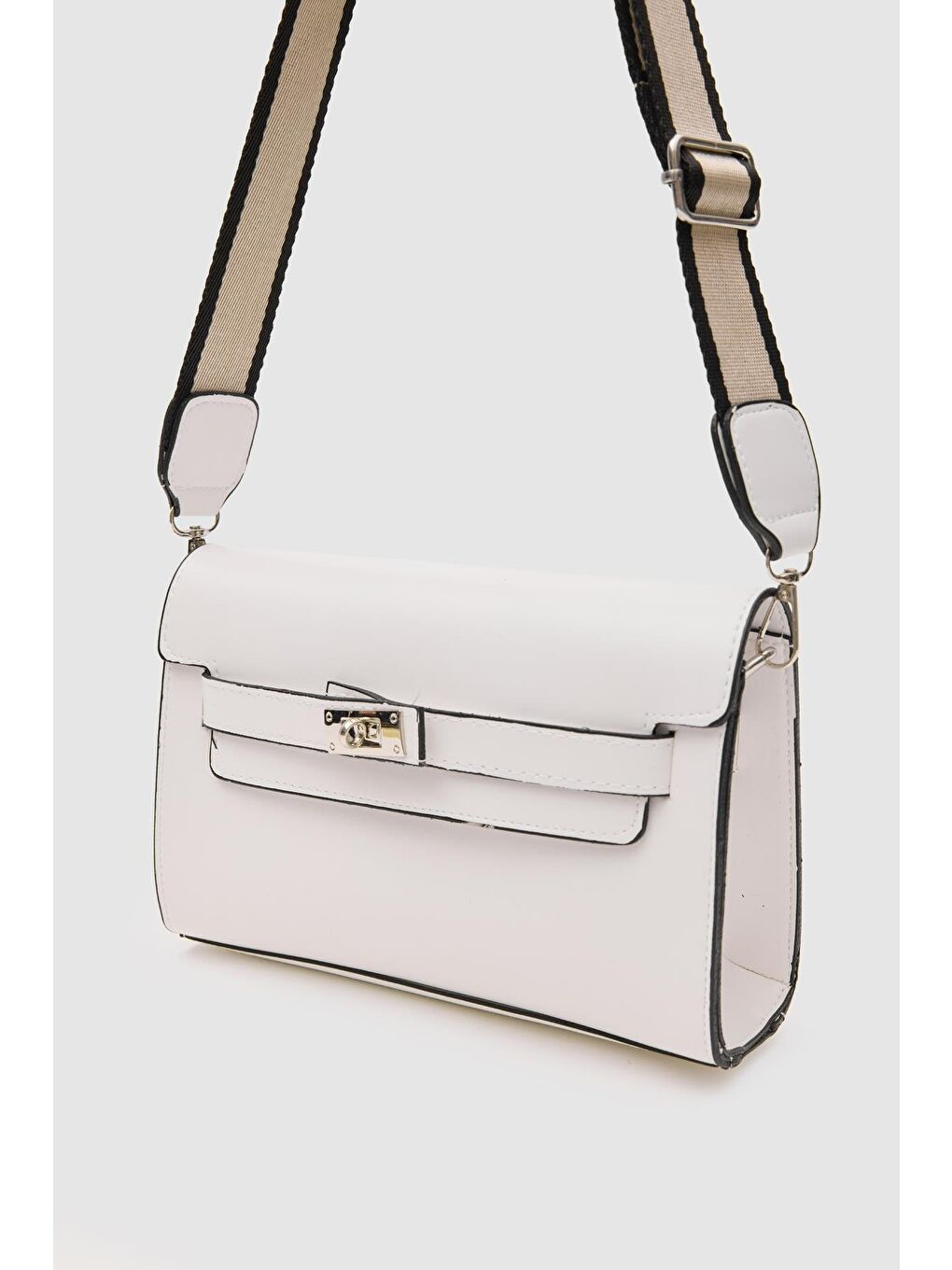 Kelly Kilitli Clutch Bag Beyaz-3