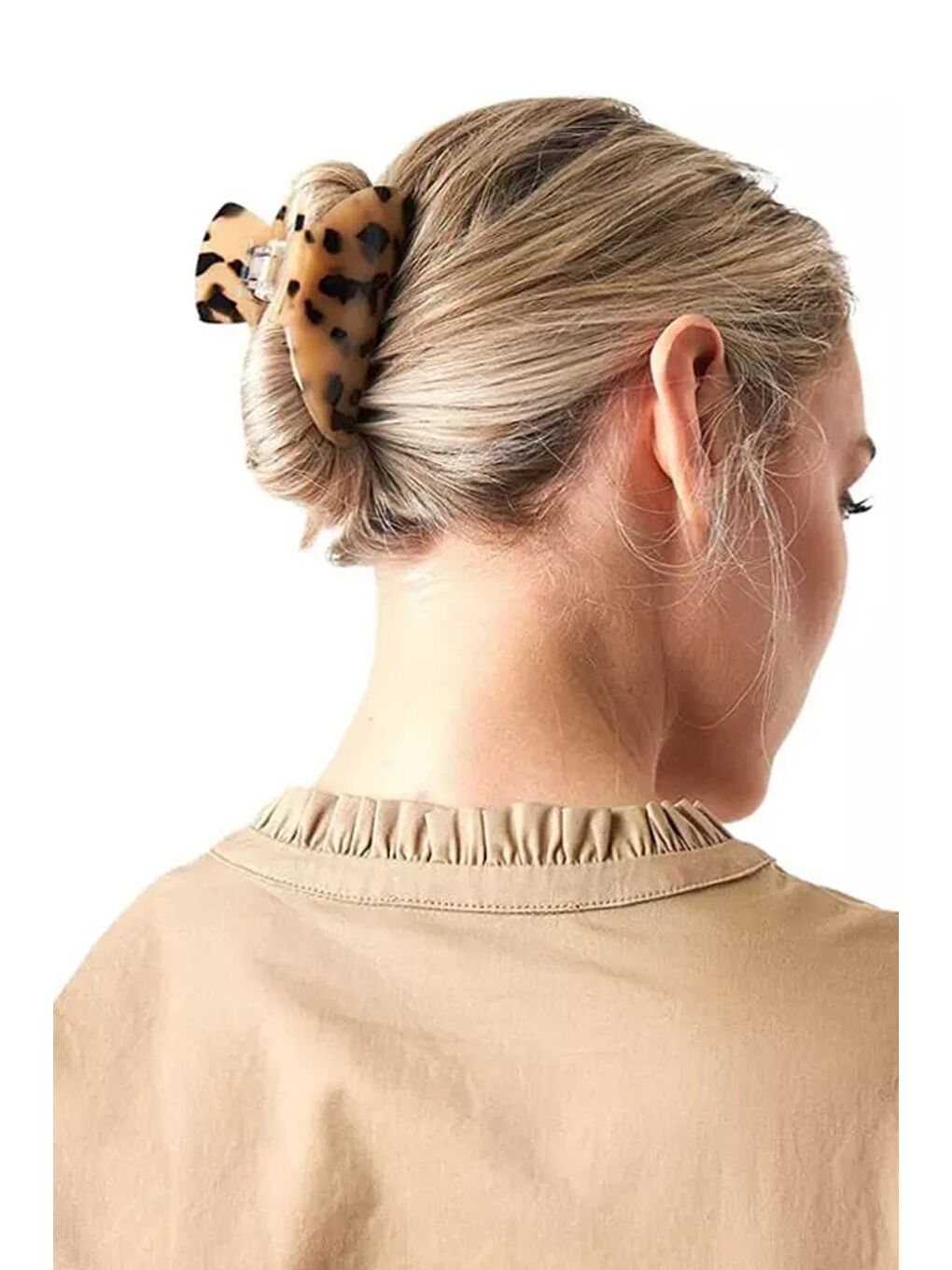 Ekru Carolina Kaplumbağa Sırtı Lüks Asetat Mandal Toka