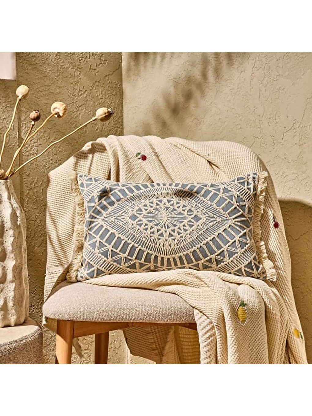 Soft Slevel Kırlent - Mavi - 30x50 cm