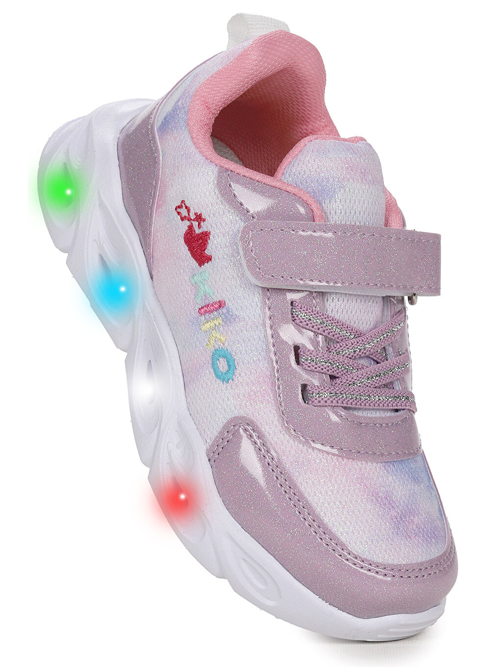 Lila Teno Cırtlı Işıklı Kız Çocuk Spor Ayakkabı