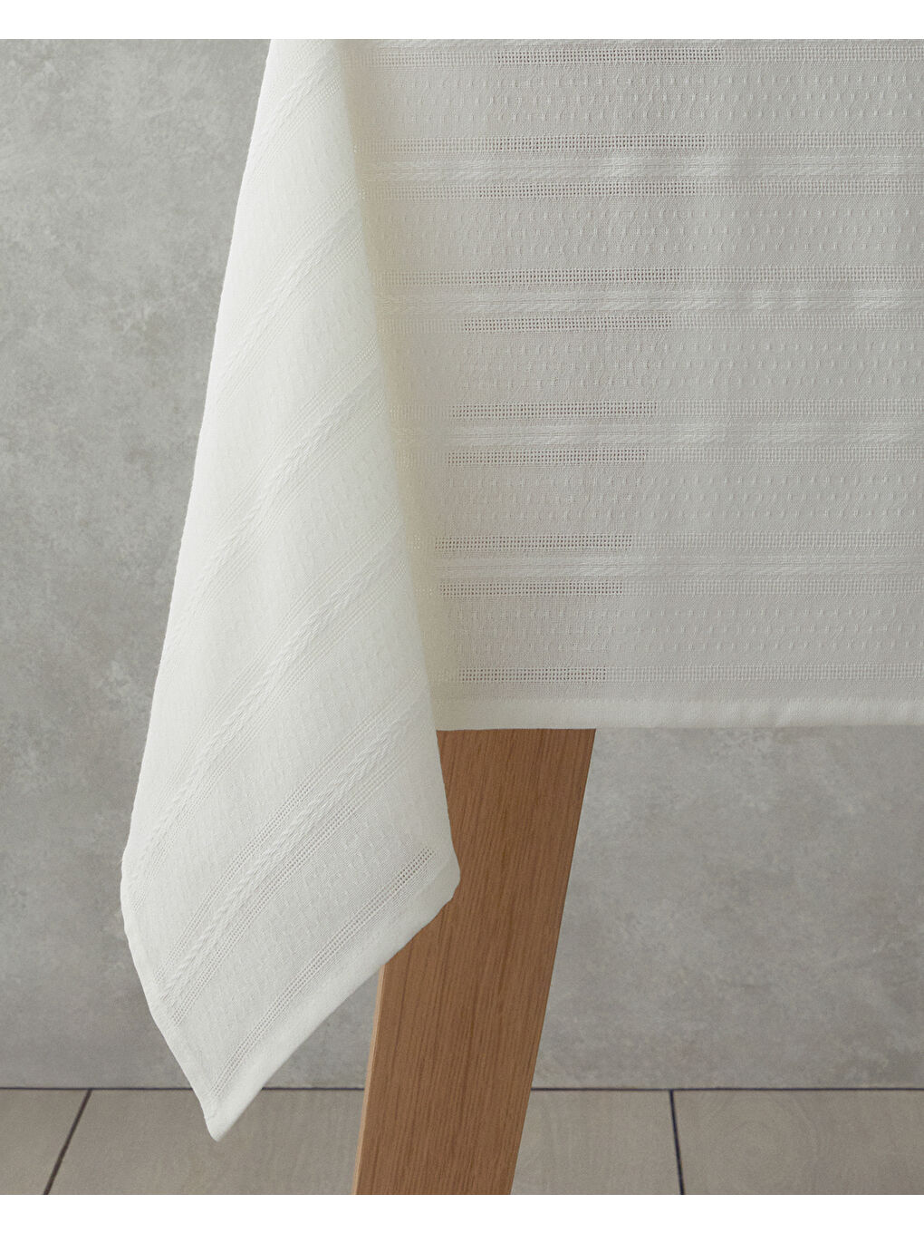 Ekru Strides Pamuk Masa Örtüsü 140x200 cm Krem-1