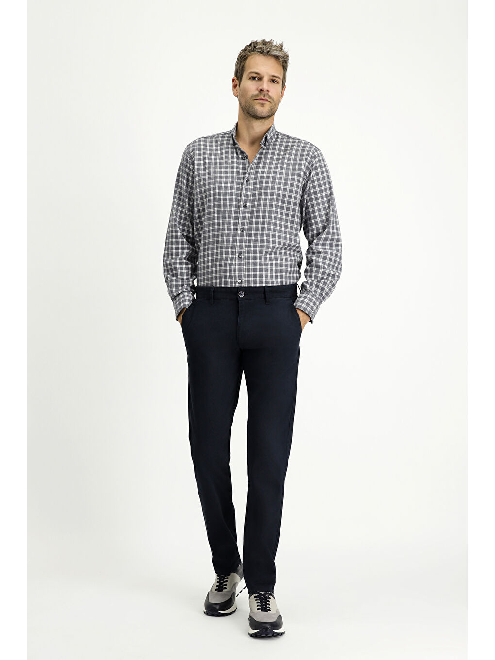 Lacivert Regular Fit Elastanlı Kanvas / Chino Pantolon-1