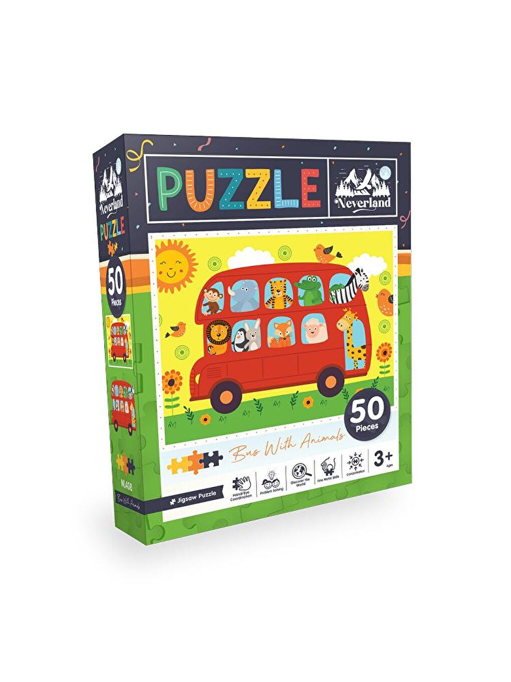 Neverland 50 Pieces Jigsaw Puzzle - Bus With Animals (Hayvanlarla Otobüs)