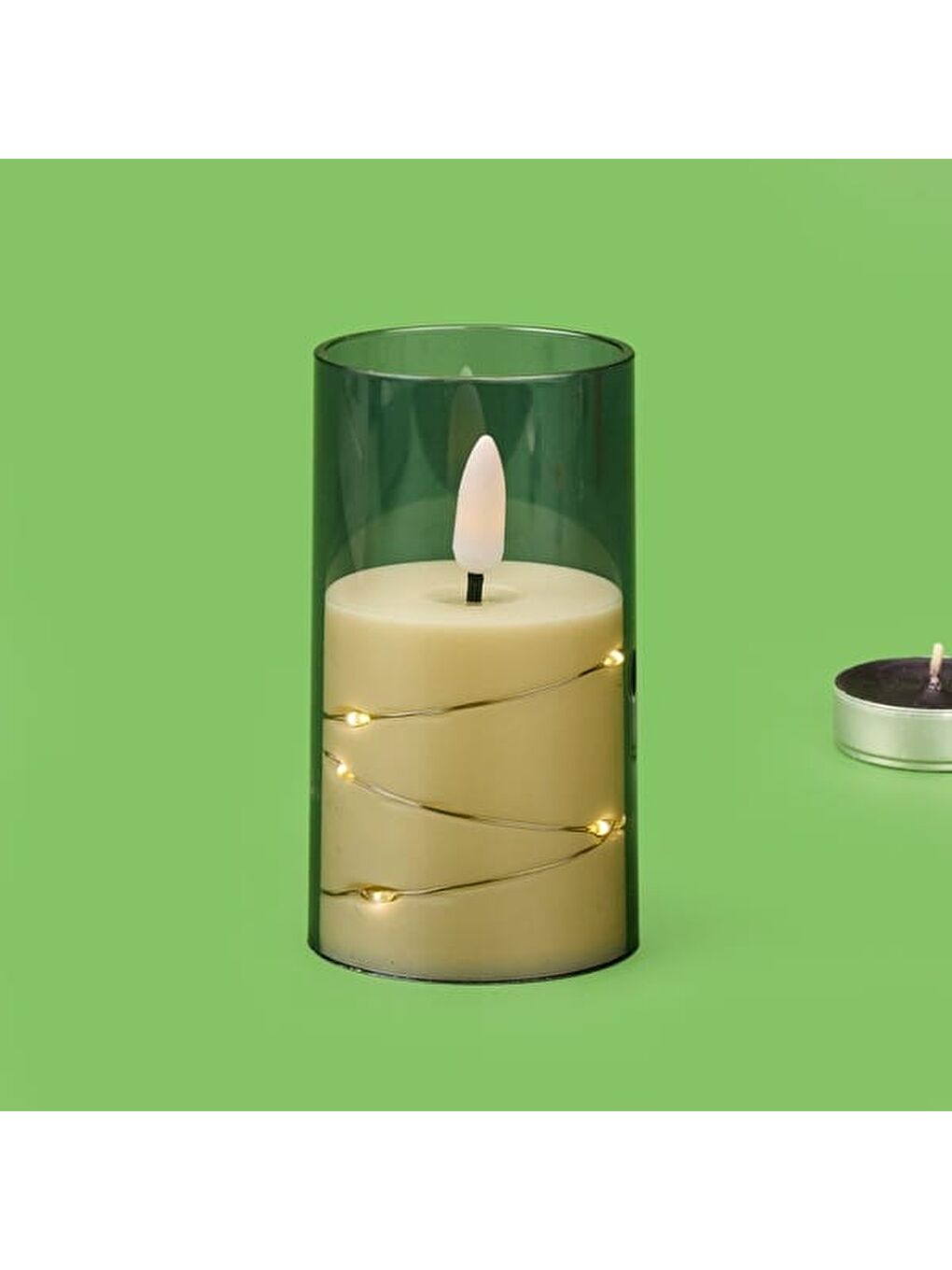 Sarı Işıklı Led Mum - Amber - 10x5 cm-3