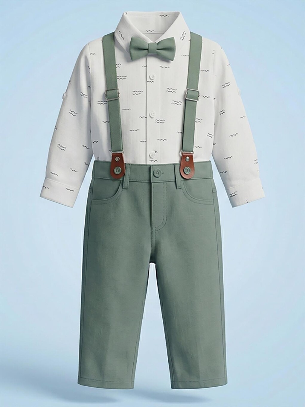 Baby Papyonlu Askılı 6-18 Ay Takım - Haki