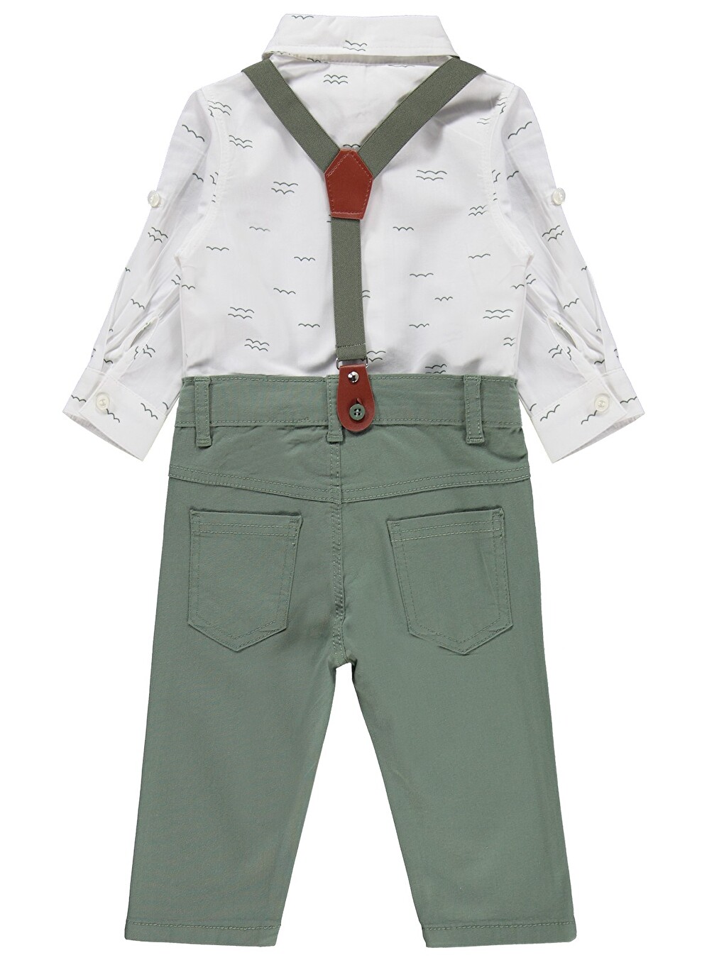 Baby Papyonlu Askılı 6-18 Ay Takım - Haki-3