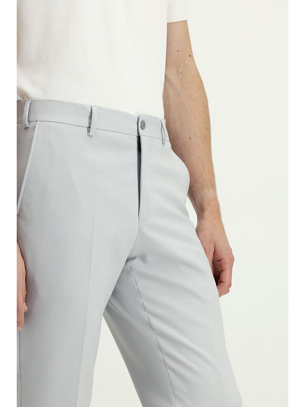 Bej Düz Klasik Pantolon-4