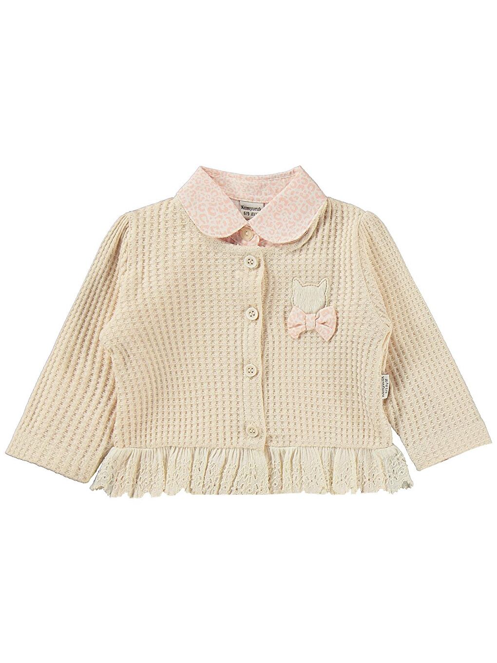 Leopar Gömlek Dantelli Hırka 3 Lü 6-18 Ay Takım - Pembe 6-9 Ay-3